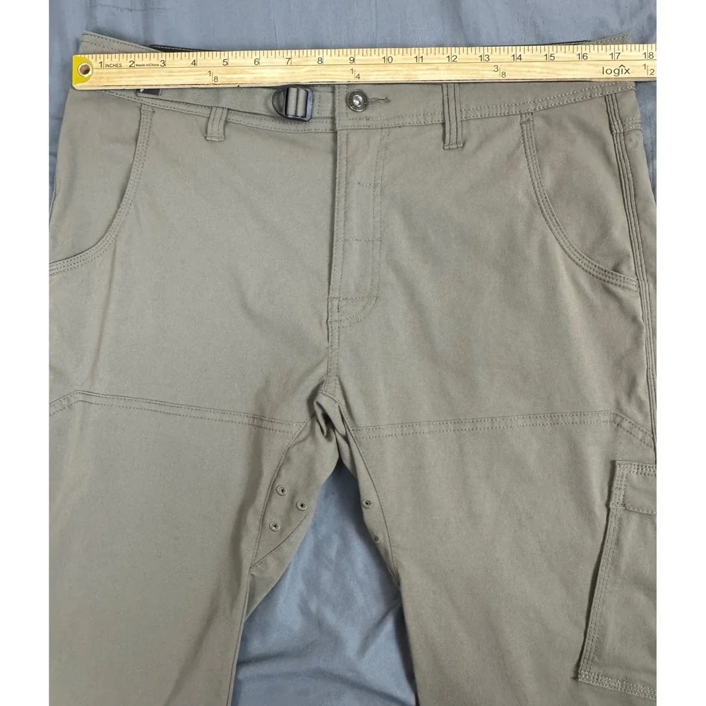Prana Stretch Zion Straight Pants Mens 35x31 Light Brown Khaki Hiking Outdoor